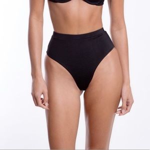TJ Swim Estelle Black ribbed bikini swim bottom